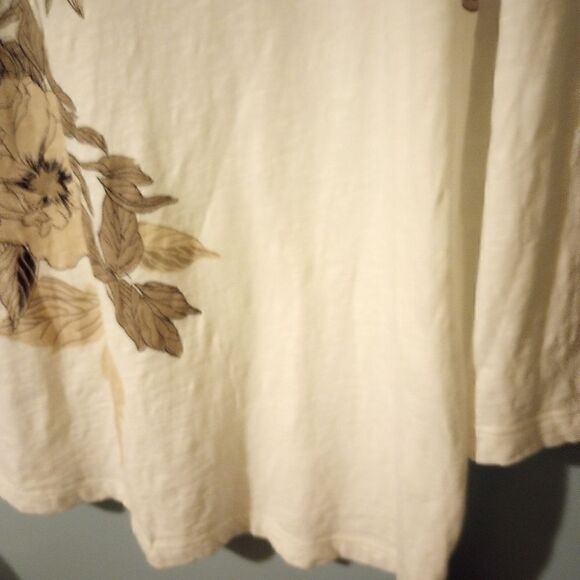 LOFT floral  print three quarter length sleeve white top large - Picture 6 of 9